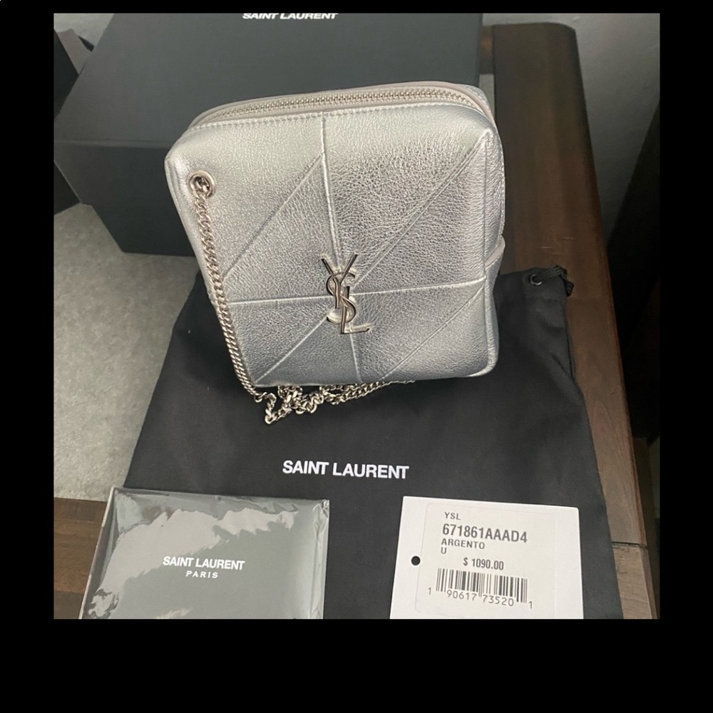 New JAMIE CUBE BAG IN CRINKLED LAMÉ LEATHER